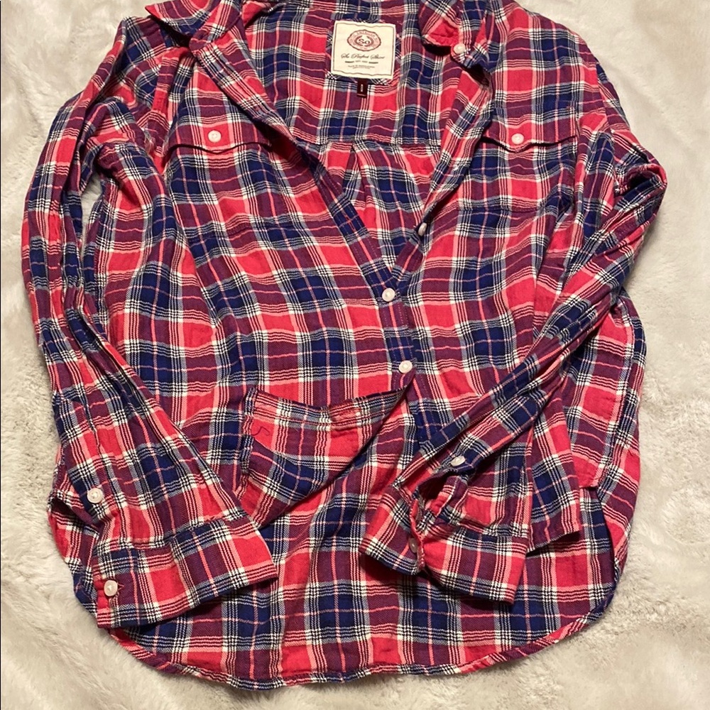 So Athletic American Heritage Red Pink and Blue Plaid Button-Up Shirt - Picture 2 of 6